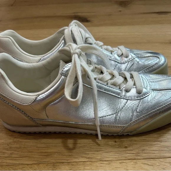 Zara Women's Metallic Silver Sneakers - Picture 4 of 5